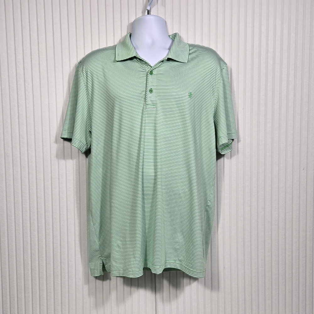 IZOD Advantage Mens XL Green White‎ Striped Performance Polo Shirt 45SG396325